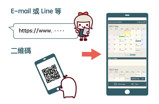 電子郵件或LINE等　二維碼